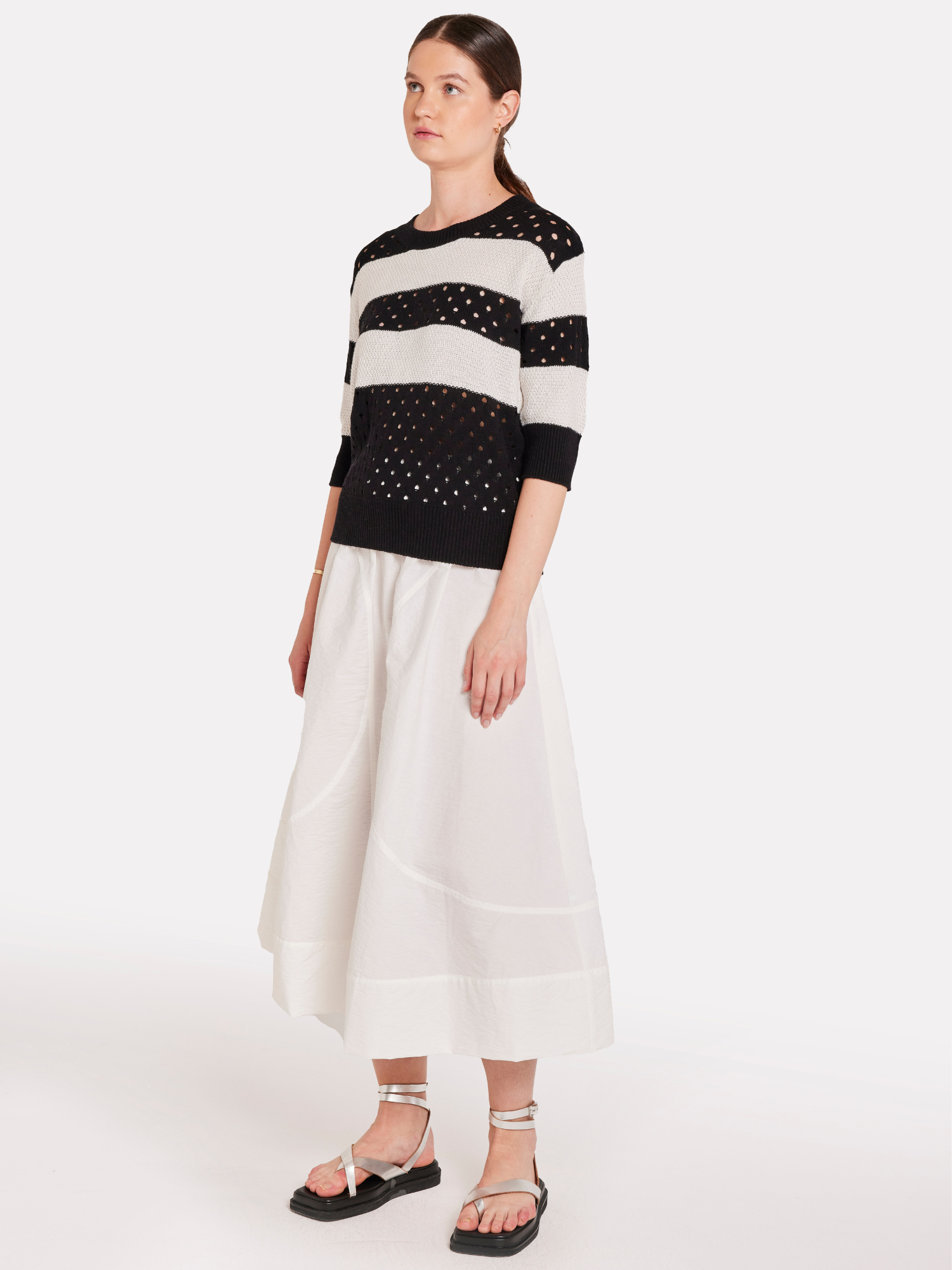 Pointelle Stripe Tee