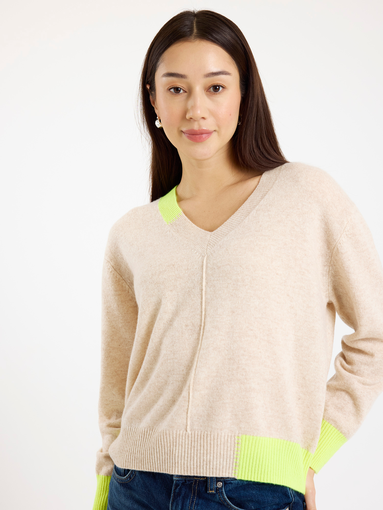 Colour Pop Maria Cashmere V Neck Jumper