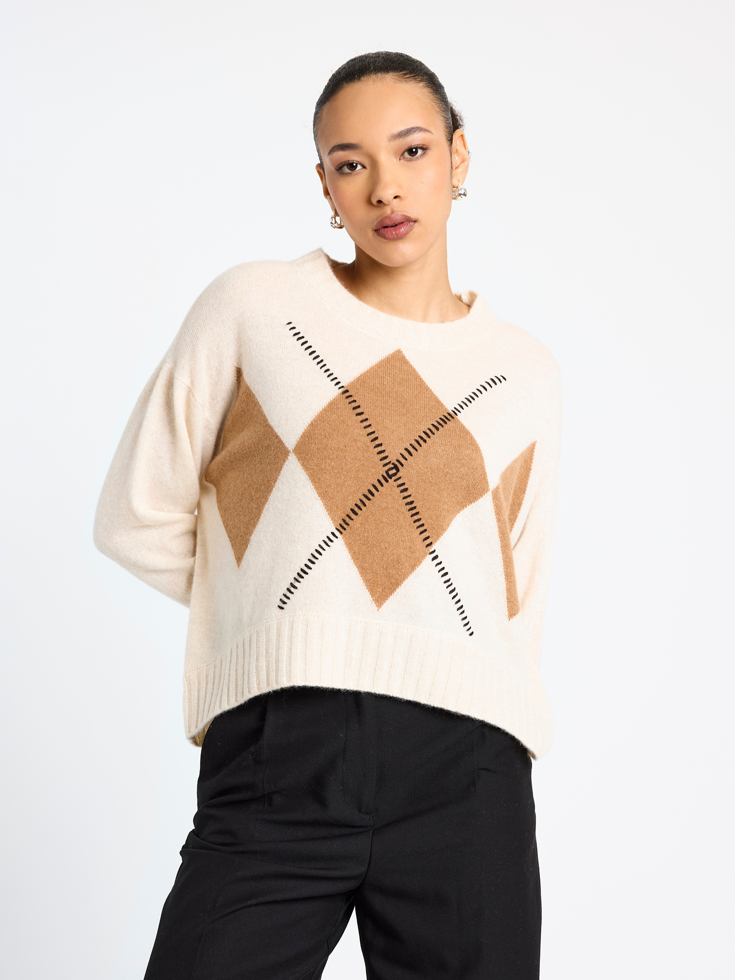 Relaxed Argyle Cashmere Jumper