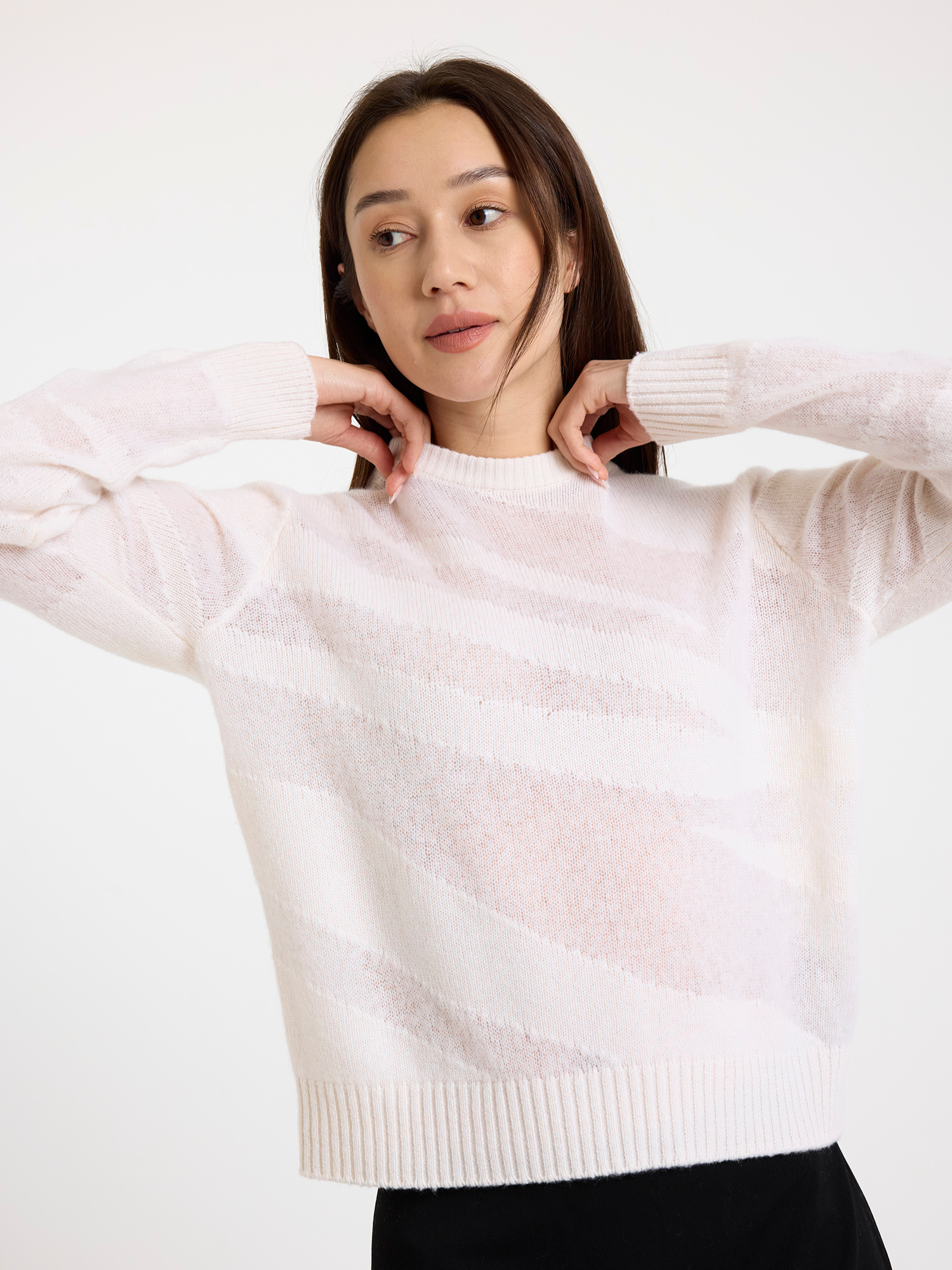 Mix Gauge Zebra Cashmere Crew Neck Jumper