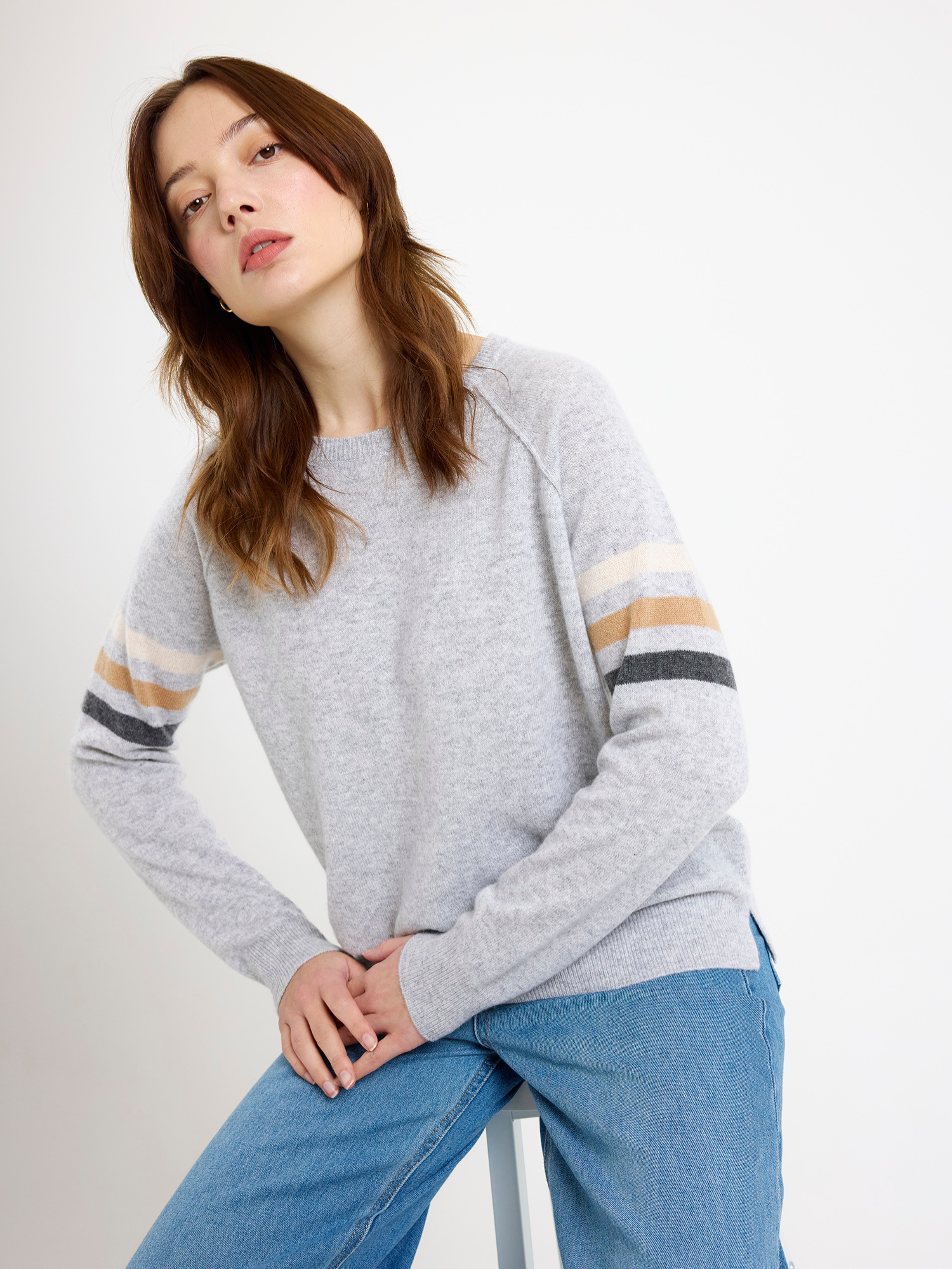 Annie Stripe Cashmere Crew Neck Jumper