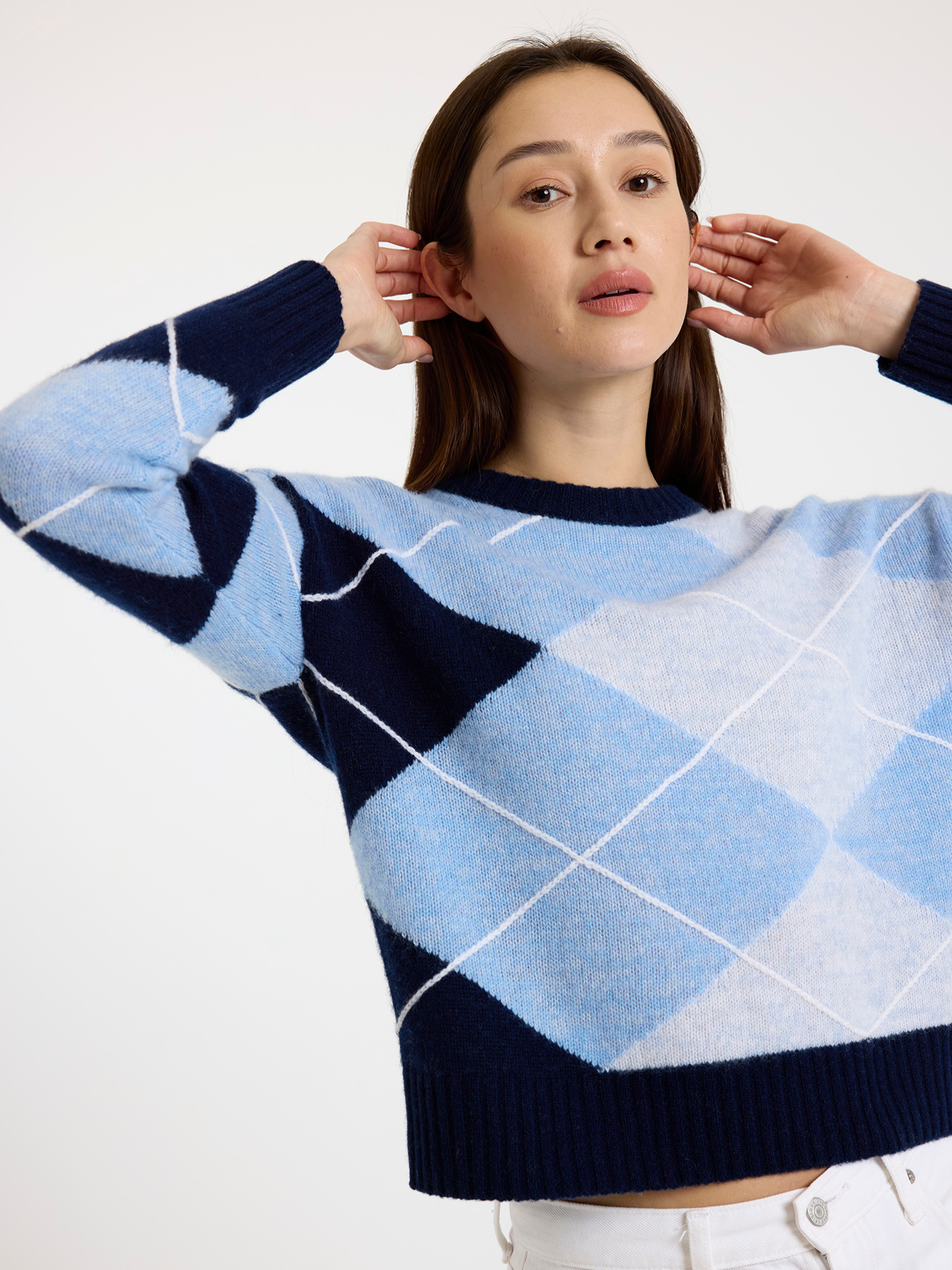 Argyle Cashmere Crew Neck Jumper